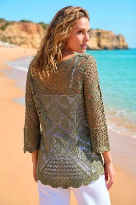 Crochet Lace V-Neck Open Knit
