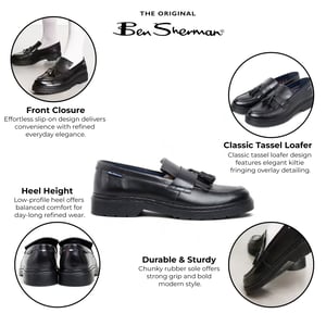 Ben Sherman Heren Zwarte Leren Loafers met Kwastjes - Dudley