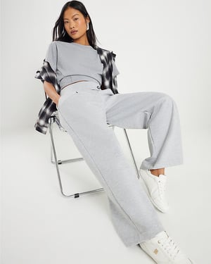 River Island Womens Trousers Petite Grey Tailored Zipped Button