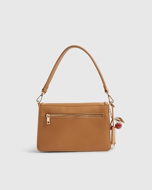 River Island Womens Shoulder Bag Beige Tab Front Cherry Charm