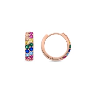 Luxent Sterling Zilver 925 Oorbellen met Veelkleurige Zirkonia's in 18K Roségoud - Imewa