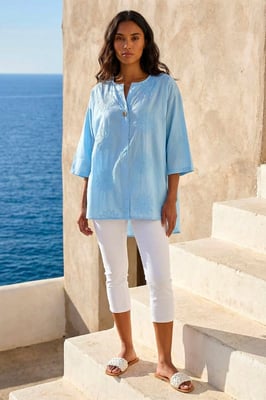 Cotton Floral Embroidered Tunic Top