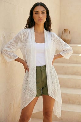 Mesh Burnout Longline Kimono
