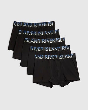 River Island Mens Trunks Black Ombre RI Waist 5 Pack Underwear