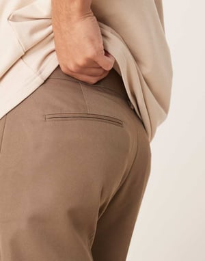 ASOS DESIGN smart tapered fit trousers in brown