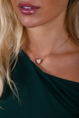 Moonstone Heart Necklace & Earrings Set In Gold - Gift Boxed