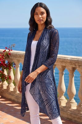Mesh Burnout Longline Kimono