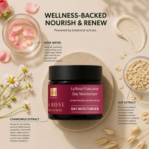 Dr. Botanicals La Rose Francaise Anti-Ageing Day Moisturiser 50ml for Fine Lines, Wrinkles, Dryness