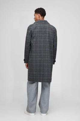 Regular Fit Raglan Single Breasted Check Collar Buckle Car Coat