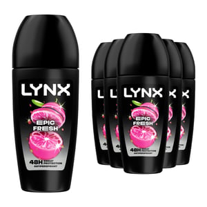 Lynx Epic Fresh Anti Perspirant Roll On 48H Anti Sweat Protection 50ml, 6 Pack