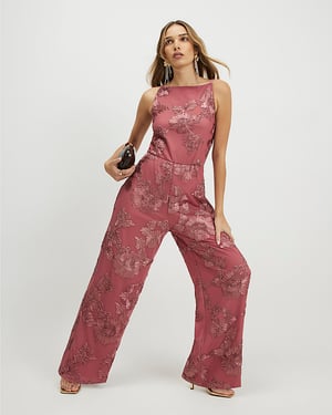 River Island Womens Jumpsuit Pink Cornelli Halter Zip Sleeveless