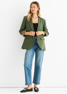 Contrast Animal Edge to Edge Blazer