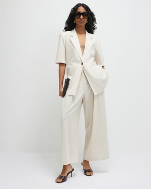 River Island Womens Trousers Beige Ankle Grazer Tailored