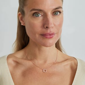 Luxenter, thilaketting in 925 sterling zilver en glanzende zirkonia met 18K roségoud vergulde afwerking