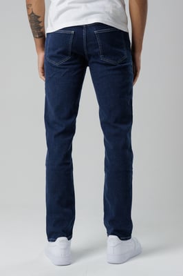 Dark Blue Organic Cotton Blend Slim Fit Mid-Rise Denim Jeans