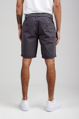 Charcoal Cotton Belted Chino Shorts