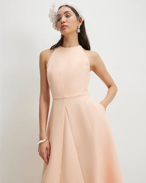 River Island Womens Midi Dress Orange Bow Back Round Neck Sleeveless