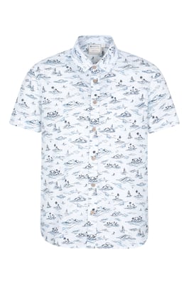 'Preston Illustration' Men's Shirt Breathable Summer Holiday Top White