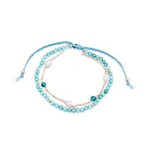 Luxenter armband, metaallegering en amazoniet, 18K vergulde afwerking