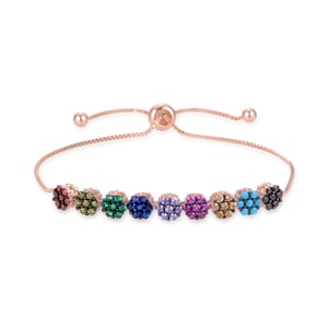 Luxenter jusit armband in 925 sterling zilver en veelkleurige zirkonia met 18 karaat roségoud vergulde afwerking