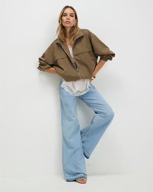 River Island Womens Wide Leg Jeans Blue Clean Waist Turn Down Hem