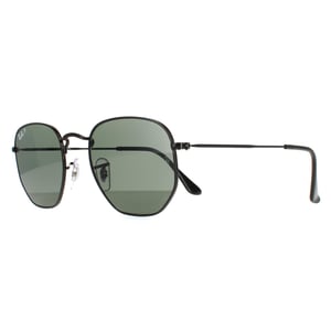 Ray-Ban Square Unisex Polished Black/Green Polarized Hexagonal RB3548N Sunglasses
