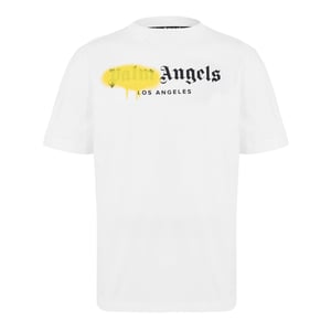 Men's Palm Angels Palm London Tee in White Yellow