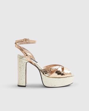 River Island Womens Heels Gold Cross Strap Terry De Havilland Shoes
