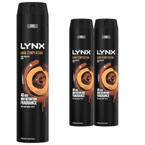 Lynx XXL Dark Temptation 48-Hour High Definition Body Spray Deodorant, 3x250ml