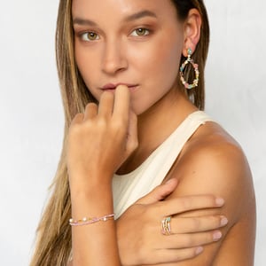 Luxenter 925 Sterling Silverarmband med rosa kristall i 18K gult guld - Rius