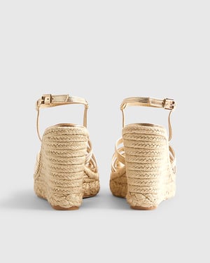 River Island Womens Wedge Sandals Gold Caged Design Heel Buckle