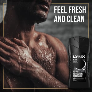 Lynx Black 12-H Refreshing Fragrance Shower Gel Body Wash for Men, 225ml