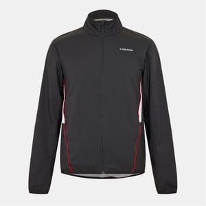 Men's Head Solid Patterned Zipped Pocket Track Jacket in Black