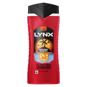 Lynx Men Sunset Fresh 3 in 1 Body Wash with Long Lasting Fragrance 500ml, 30 Pk