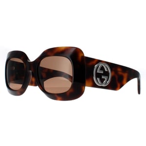Gucci Vierkant Dames Havana met Zilver Bruin GG1695S