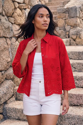 Broderie Hem Buttoned Shirt