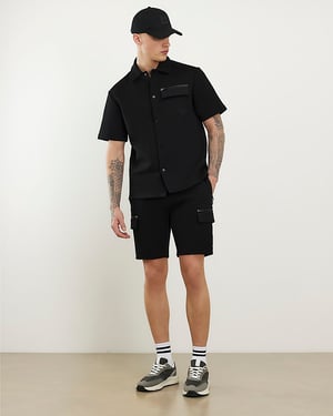 River Island Mens Shorts Black Premium Regular Fit Nylon Pocket Zip