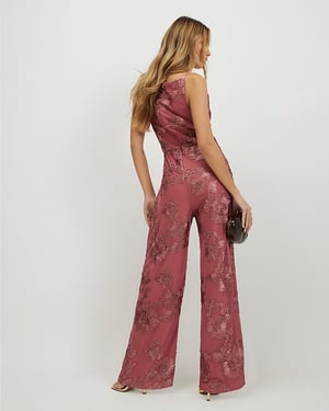 River Island Womens Jumpsuit Pink Cornelli Halter Zip Sleeveless