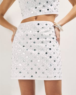 River Island Womens Mini Beach Skirt White Embellished Zip