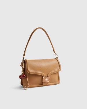 River Island Womens Shoulder Bag Beige Tab Front Cherry Charm