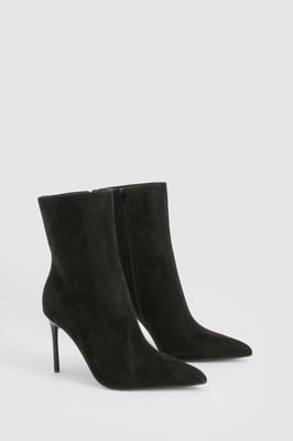 Faux Suede High Stiletto Pointed Toe Ankle Boots