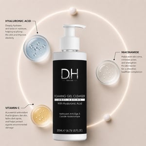 Dr H Advanced Anti-Ageing Foaming Gel Cleanser with Hyaluronic Acid 200ml for Dryness, Fine Lines, Wrinkles, Acne, Blemishes