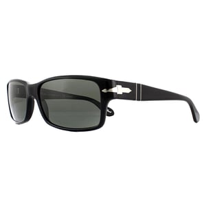 Persol Rectangle Mens Black Green Polarized Sunglasses