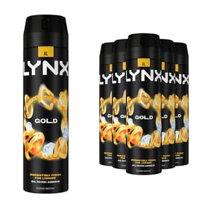 6 Pack Lynx XL Body Spray Deodorant, 200ml [Buy Six - Gold]
