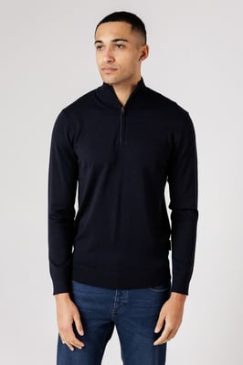 Dark Blue 1/2 Zip Knitted Jumper