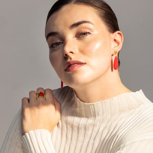 Luxenter adak-örhängen i 925 sterlingsilver och korall 18K guldpläterad finish