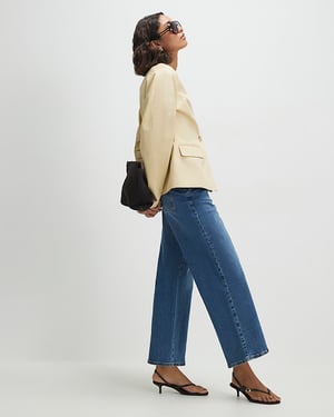 River Island Womens Cropped Jeans Blue Denim Zip Hook