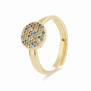 Luxenter ring med multfärgad zirkonia i 18K gult guld - Cuix