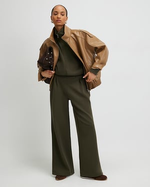 River Island Womens Sweatshirt Khaki Zip Up High Neck Long Sleeve