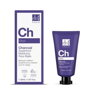 Dr. Botanicals Advanced Charcoal Superfood Anti-Ageing Mattifying Face Mask 30ml for Fine Lines, Wrinkles, Dullness